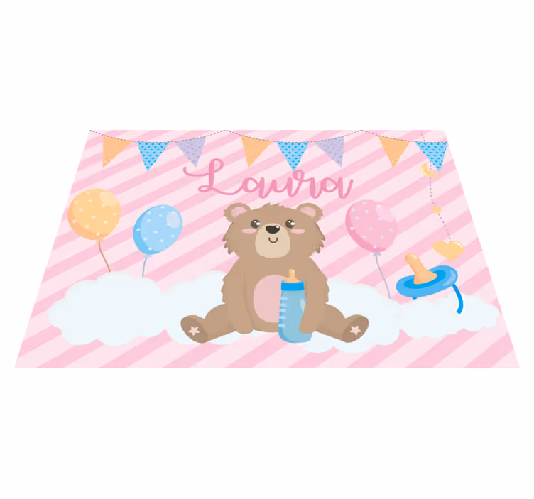 Isimli şenlikli ayı bebek pvc halı - TenStickers