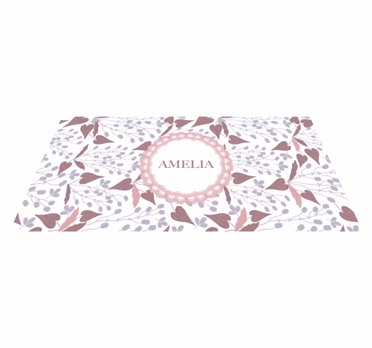 çiçek deseni isimlerle pvc halı - TenStickers