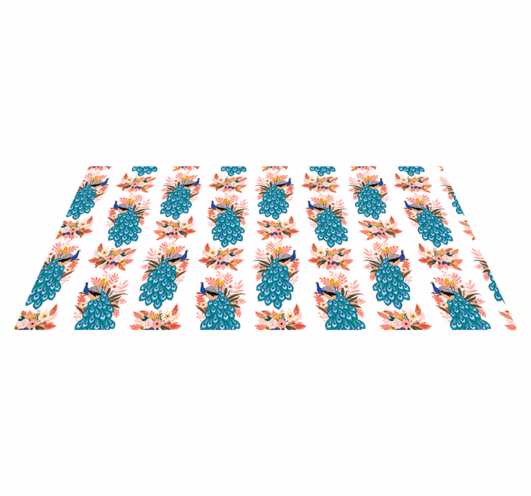 Çiçekler ve bitkiler pvc halı tavuskuşu deseni - TenStickers