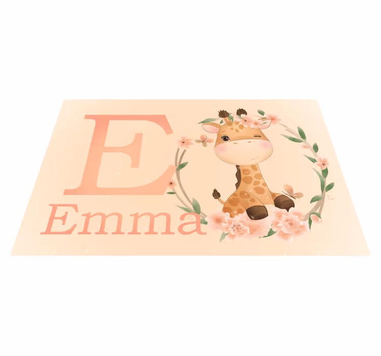 Büyüleyici zürafa sanat eseri isimlerle pvc halı - TenStickers