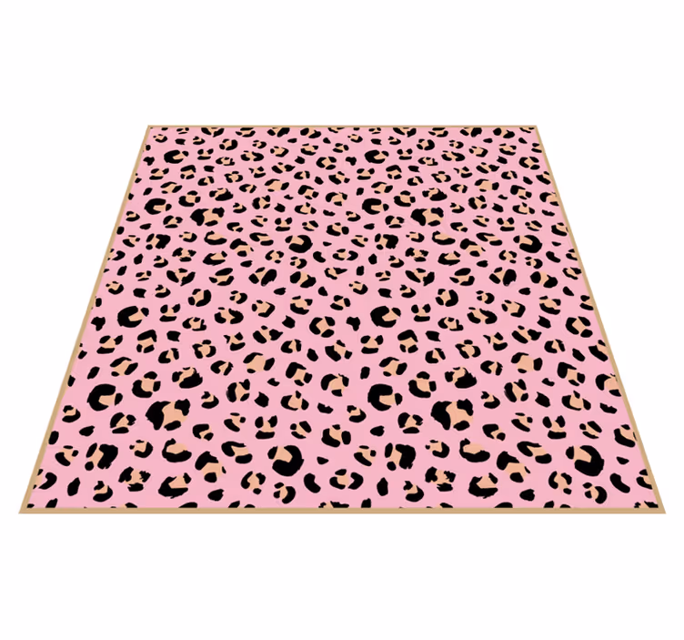 Siyah ve pembe leopar desenli yatak odası halısı - TenStickers