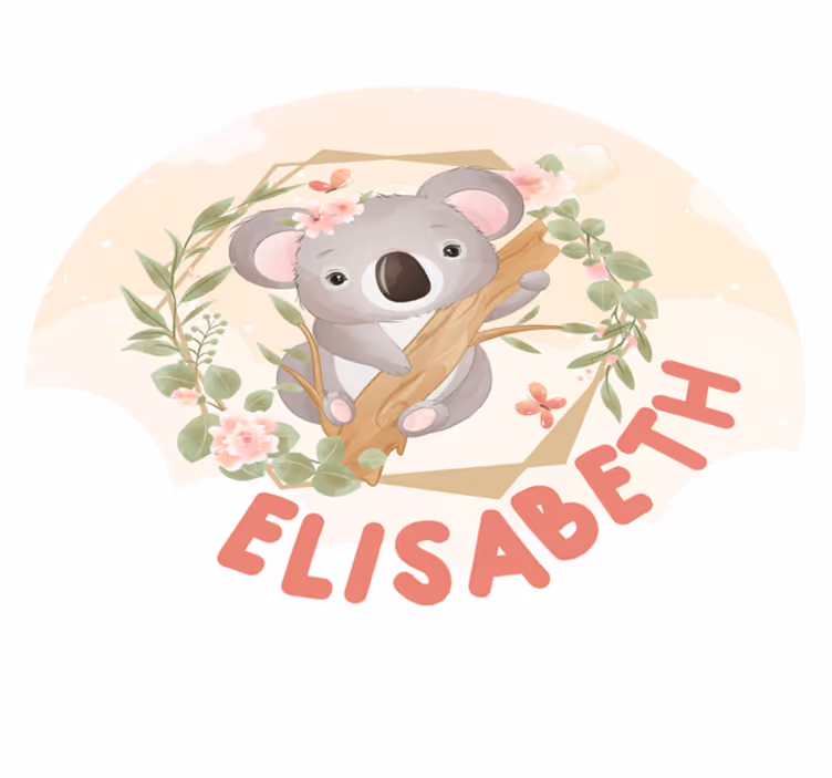 İsimlerle pvc halı sevimli koala sanat eseri - TenStickers
