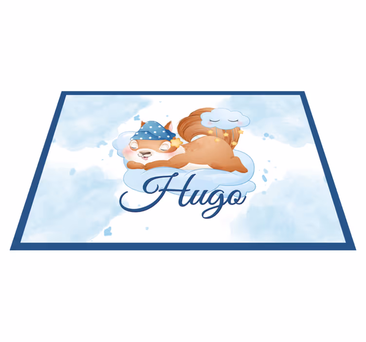Sevimli sincap rüya görüyor isimlerle pvc halı - TenStickers