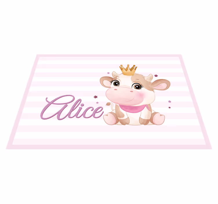 Isim bebek oyun matı ile kız için sevimli inek - TenStickers