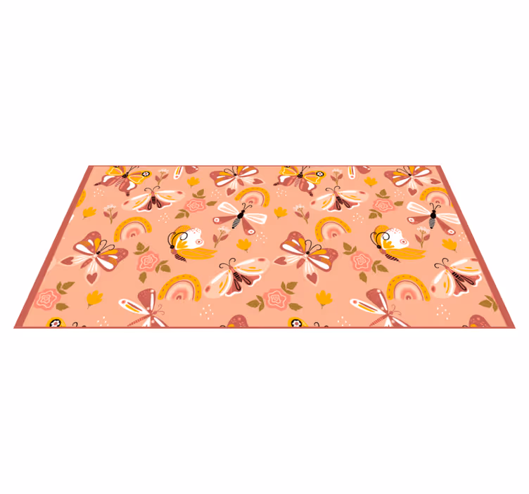 Renkli çiçekli kelebekler bebek pvc halı - TenStickers