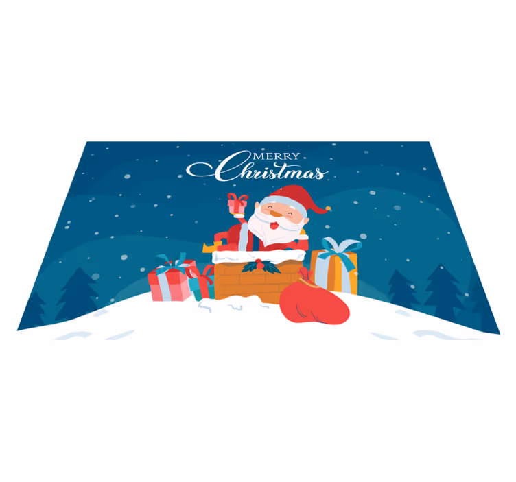 Noel pvc halı - neşeli noel baba atmosferi - TenStickers