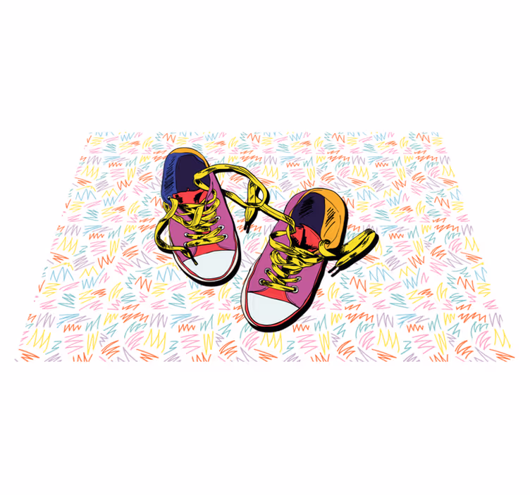 Converse illüstrasyon 80'lerin ayakkabı vintage halı - TenStickers