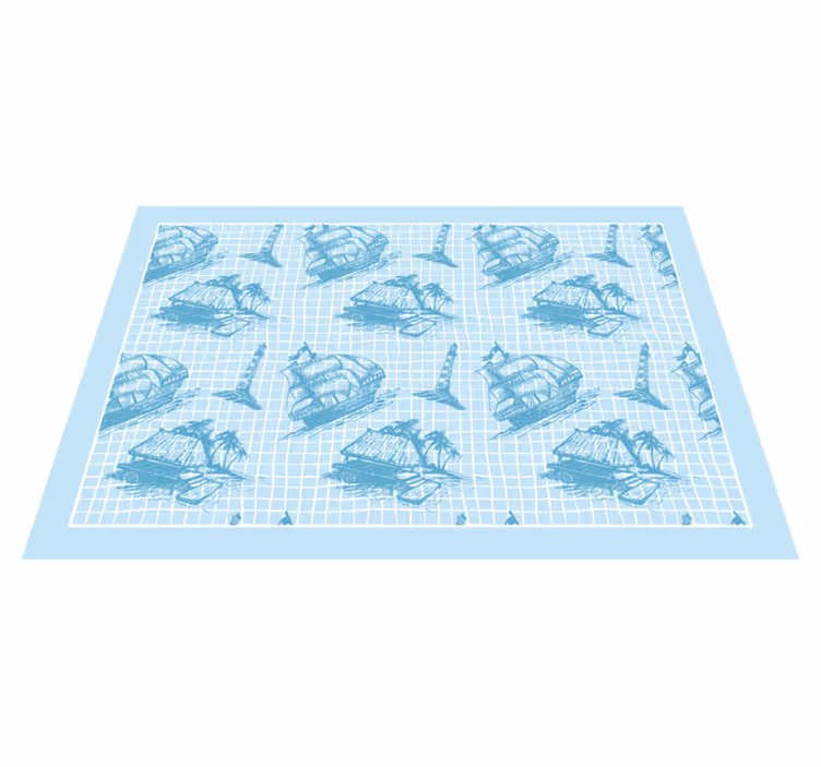 Kıyı temalı motifler banyo pvc halı - TenStickers