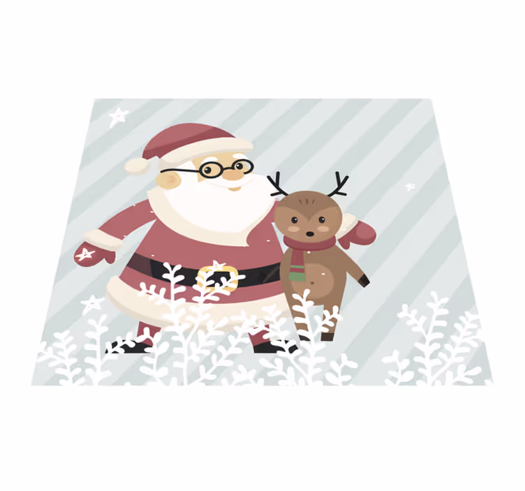Noel pvc halı santa ve ren geyiği - TenStickers
