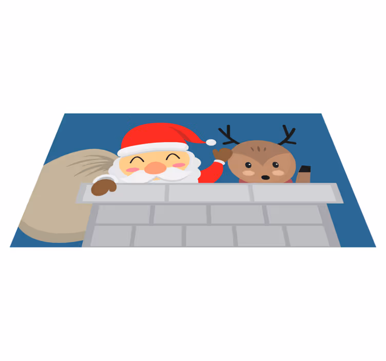 Noel pvc halı neşeli noel baba manzarası - TenStickers