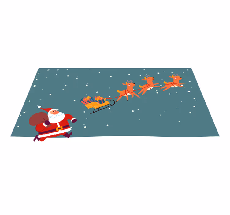 Noel pvc halı noel baba'nın kızak yolculuğu - TenStickers