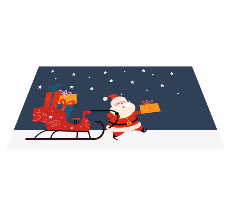 Noel pvc halı - noel baba'nın neşeli kızakları - TenStickers