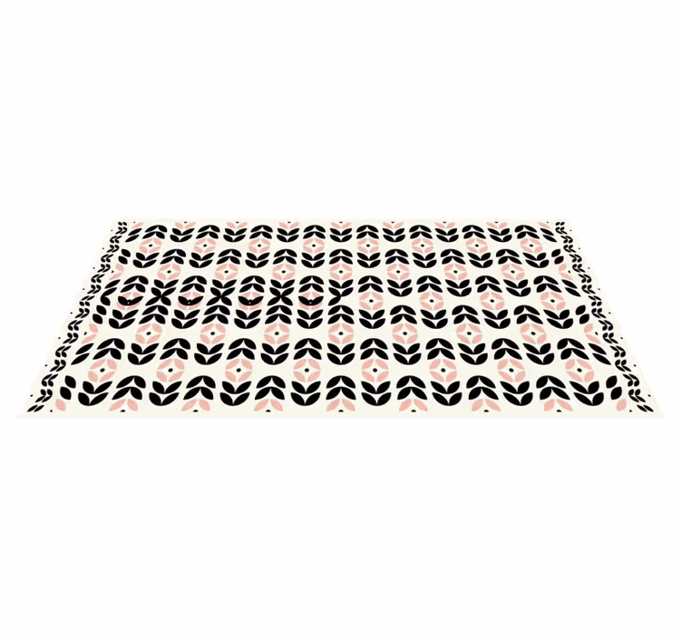 çiçekli geometrik motif modern pvc halı - TenStickers