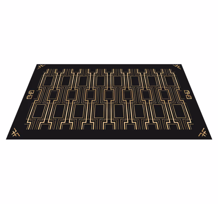 Altın ve siyah deco desenli geometrik kilim - TenStickers
