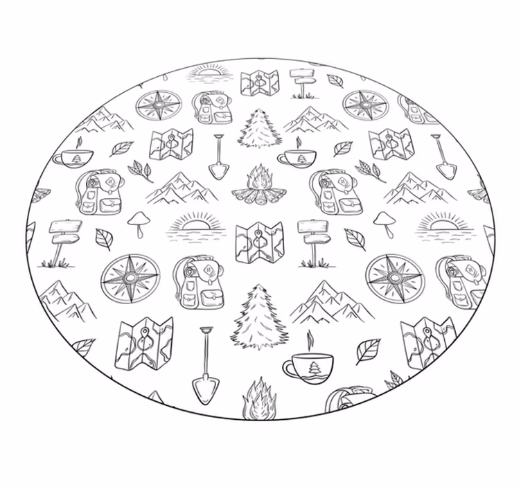 Kamp macera simgeleri pvc halı - TenStickers