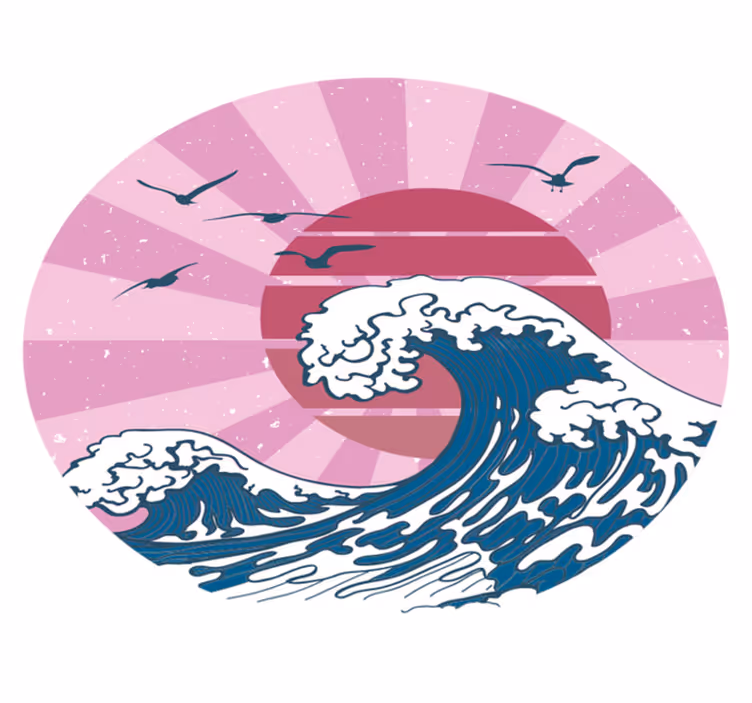 Kanagawa pembe dalgası geometrik pvc halı - TenStickers
