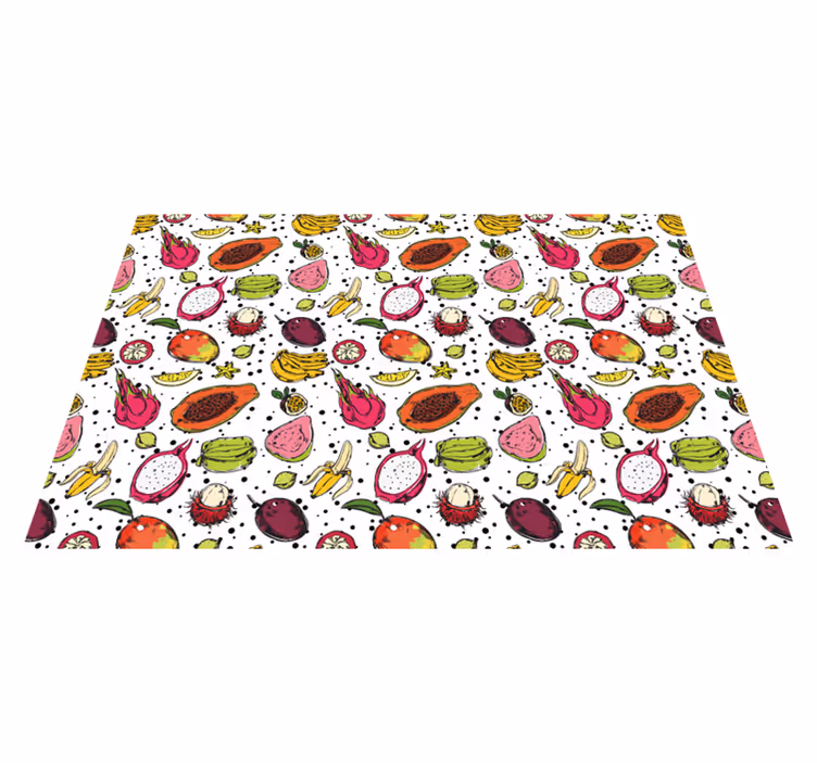 Tropikal meyve deseni çiçekler ve bitkiler pvc halı - TenStickers