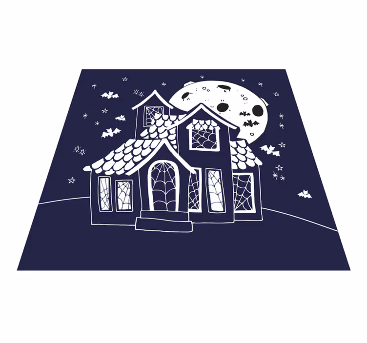 Mavi ve beyaz perili ev cadılar bayramı kilim - TenStickers