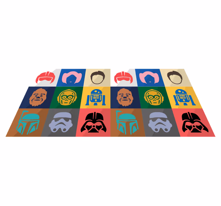 Renkli yıldız karakterler sanat genç vinil halı - TenStickers