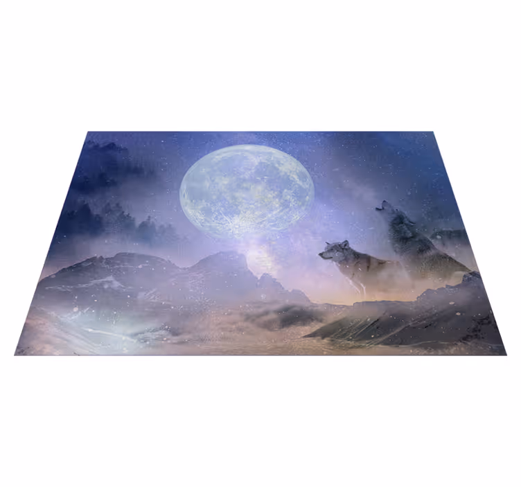 Uzay doğa vinil halı arayan kurt çift - TenStickers