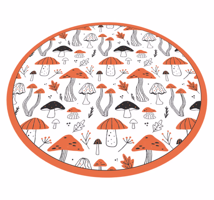 Minimalist turuncu ve siyah çiçekli kilim - TenStickers