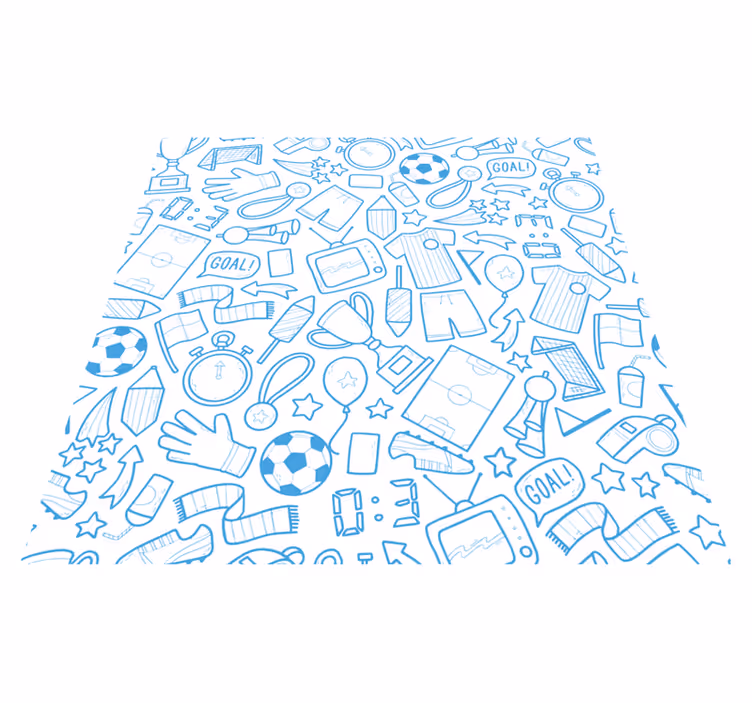 Futbol, futbol doodle seti yatak odası halısı - TenStickers