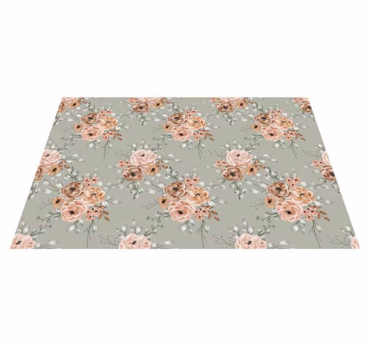 Pastel renk desen çiçekler ve bitkiler pvc halı - TenStickers