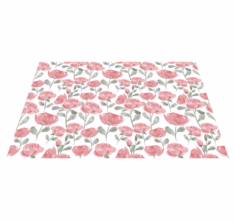Haşhaş botanik motif çiçekler ve bitkiler pvc halı - TenStickers