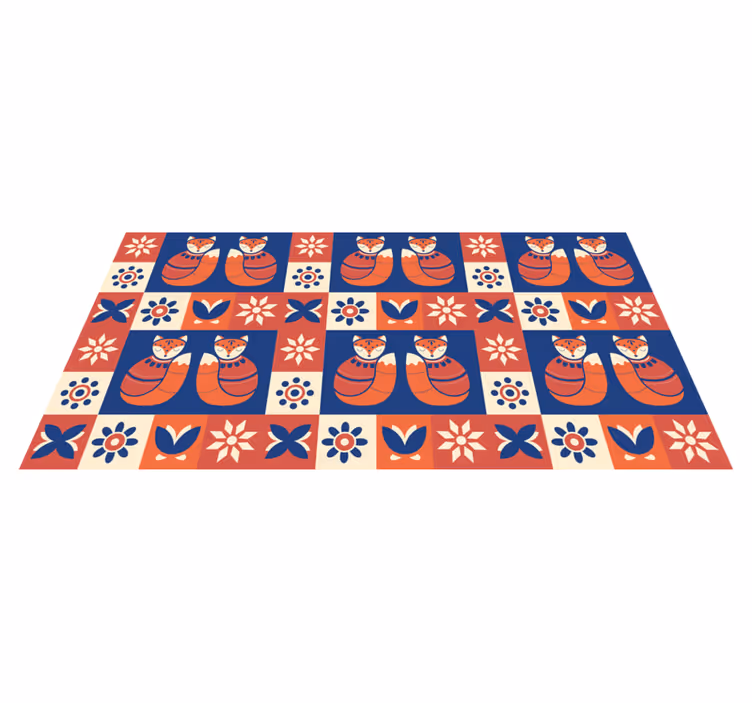 Renkli tilki desenleri pvc halı - TenStickers