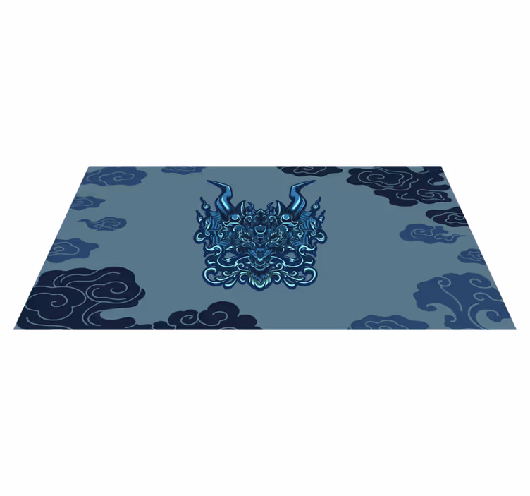 Gri ejderha motifi etnik pvc halı - TenStickers