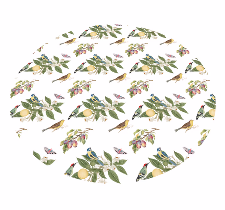 Renkli kuş desenleri yuvarlak pvc halı - TenStickers