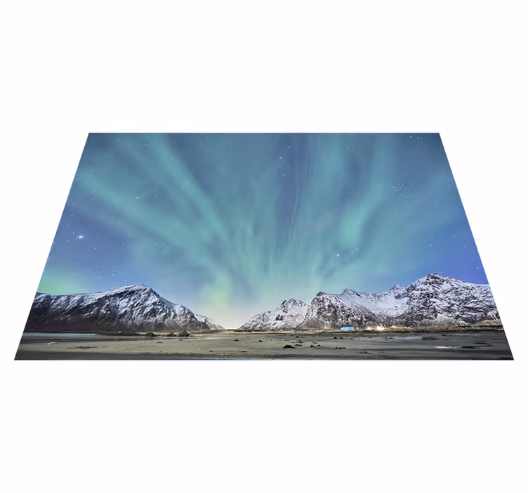 Dağlarda aurora ışığı yatak odası halısı - TenStickers