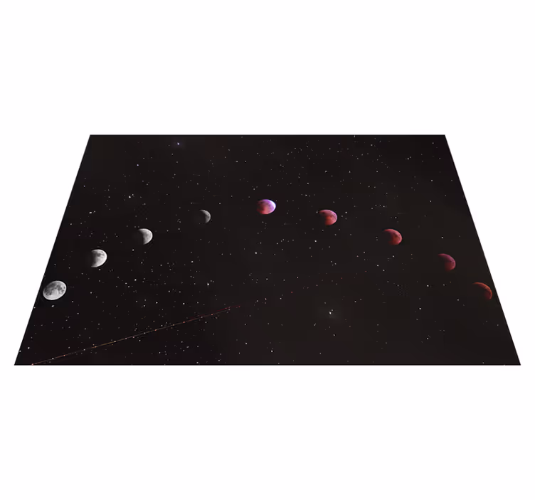 Galaksi arka plan vinil halı ile ayın evreleri - TenStickers