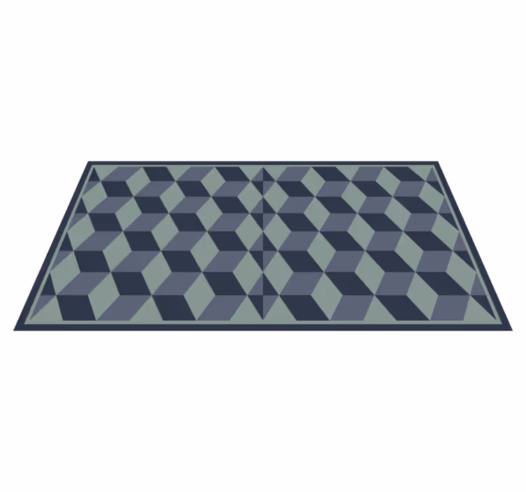 Mavi retro küp desen geometrik kilim - TenStickers