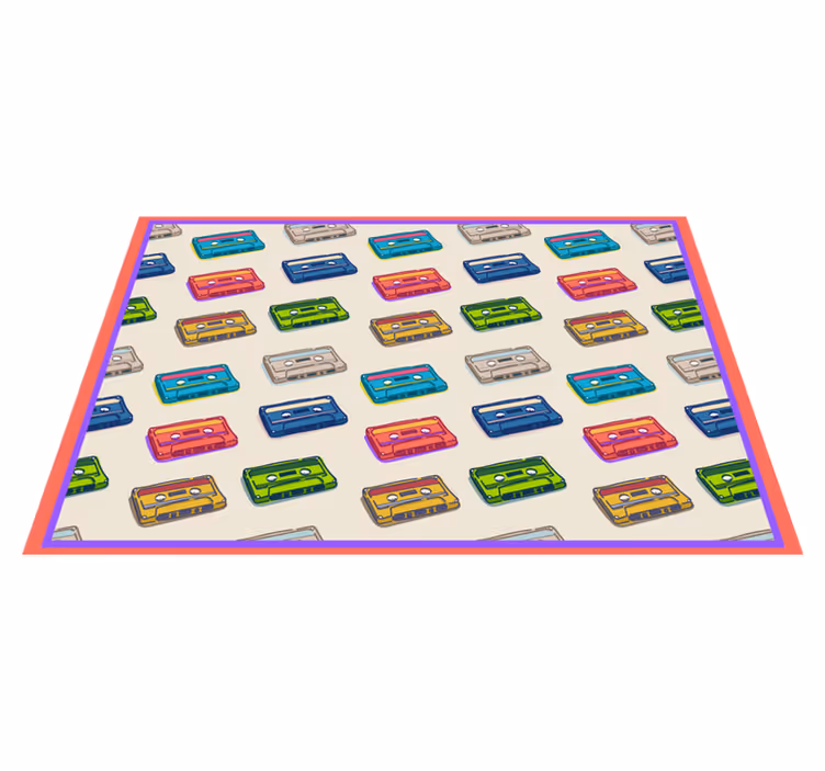 Renkli kasetler vintage pvc halı - TenStickers