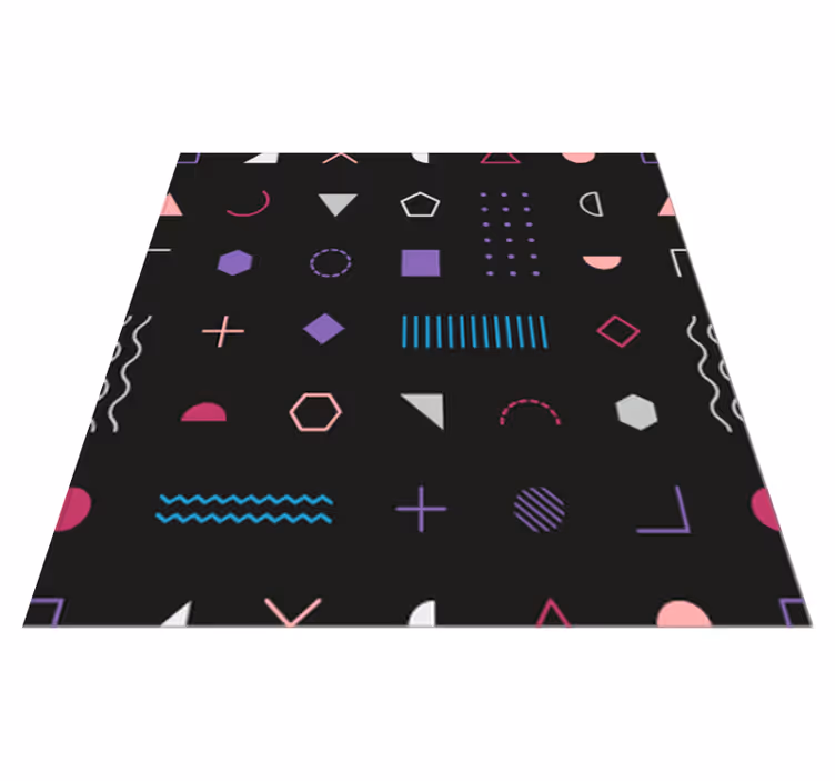 çok renkli retro şekiller geometrik kilim - TenStickers