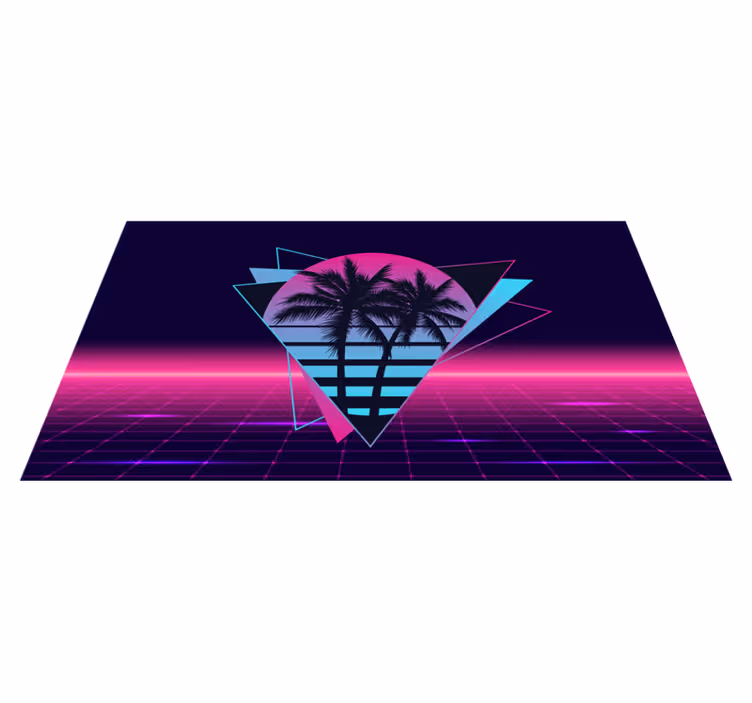 Vaporwave tarzı palmiye ağacı eski halı - TenStickers