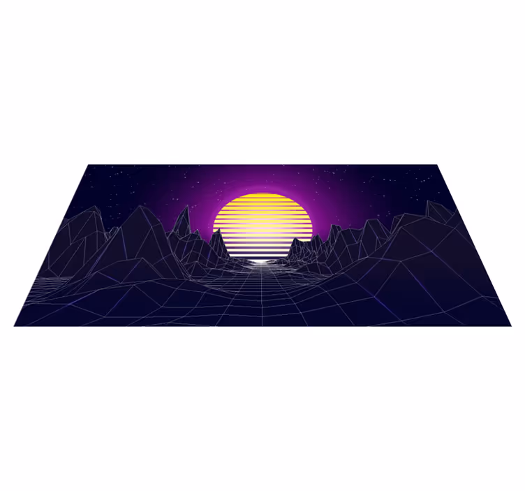 Retro fütüristik manzara modern pvc halı - TenStickers