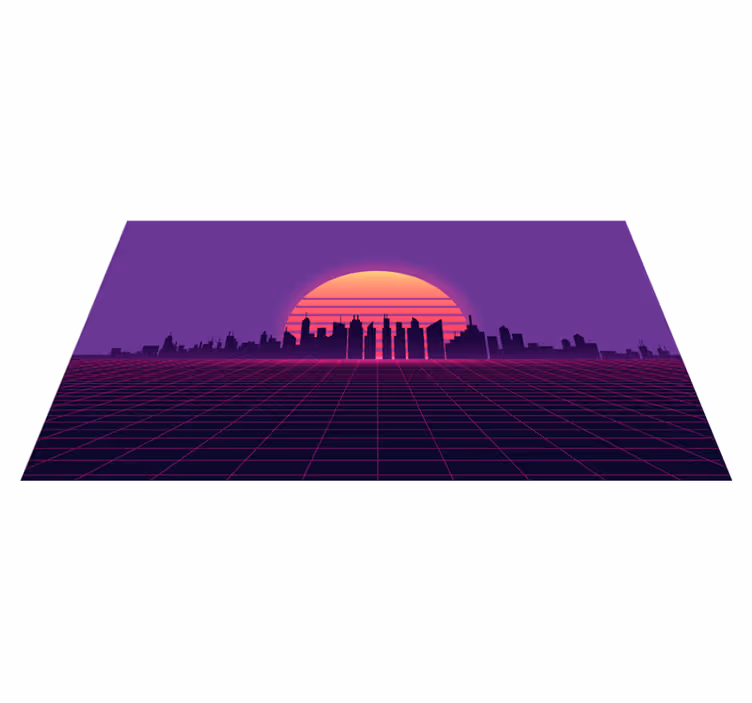 Retro gün batımı ızgarası modern pvc halı - TenStickers