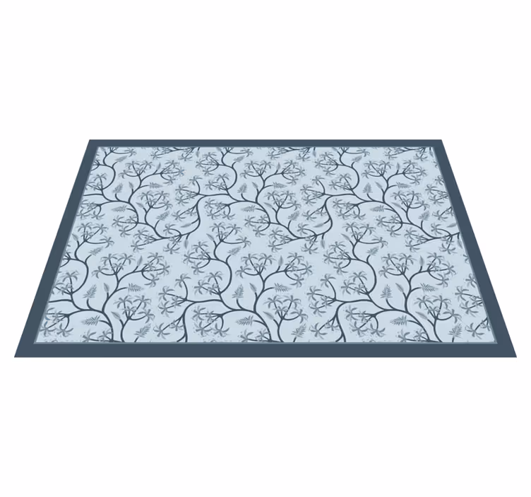 Botanik siluet deseni çiçekler ve bitkiler pvc halı - TenStickers