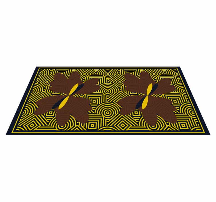 Geometrik çiçek kontrastı geometrik pvc halı - TenStickers