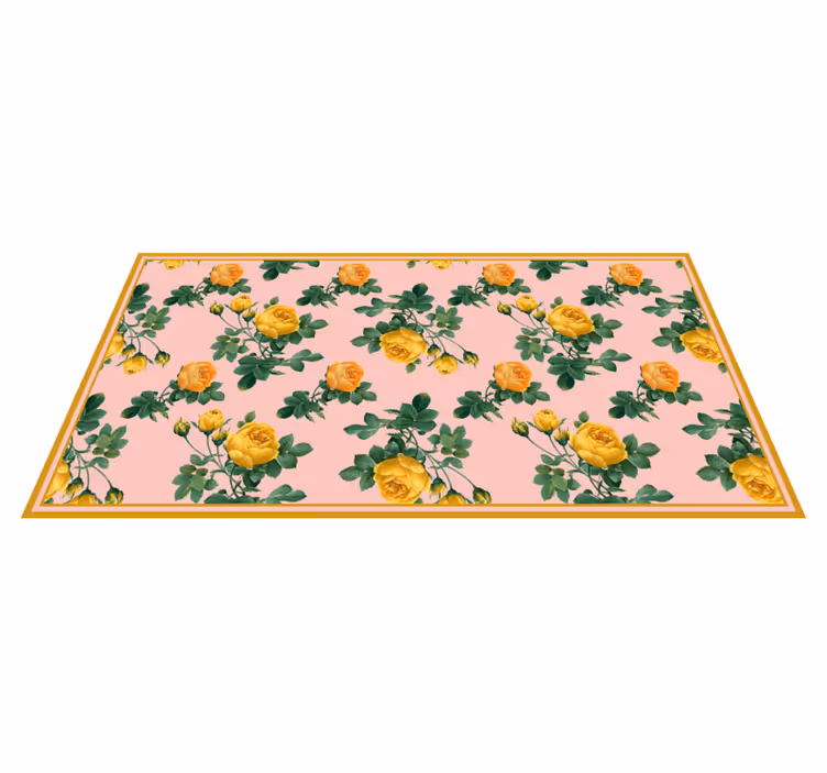 Sarı güller ve yeşil yapraklar çiçek kilim - TenStickers