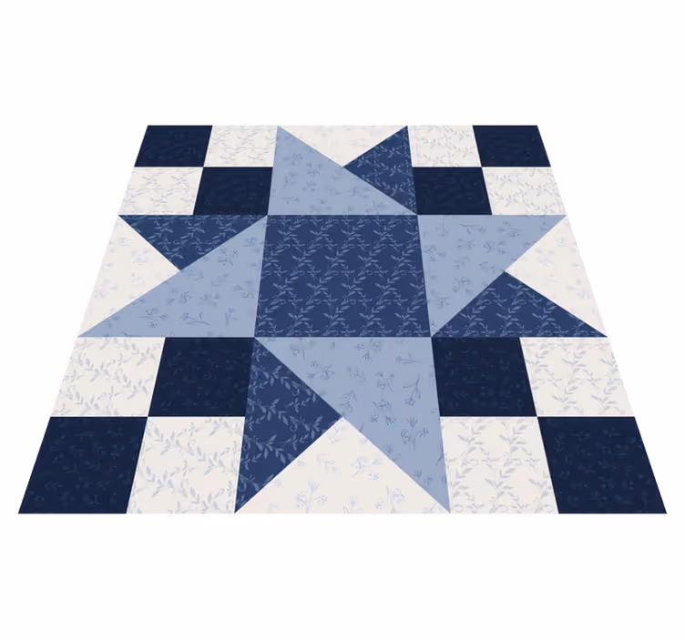 Patchwork mavi yıldız üçgen geometrik kilim - TenStickers