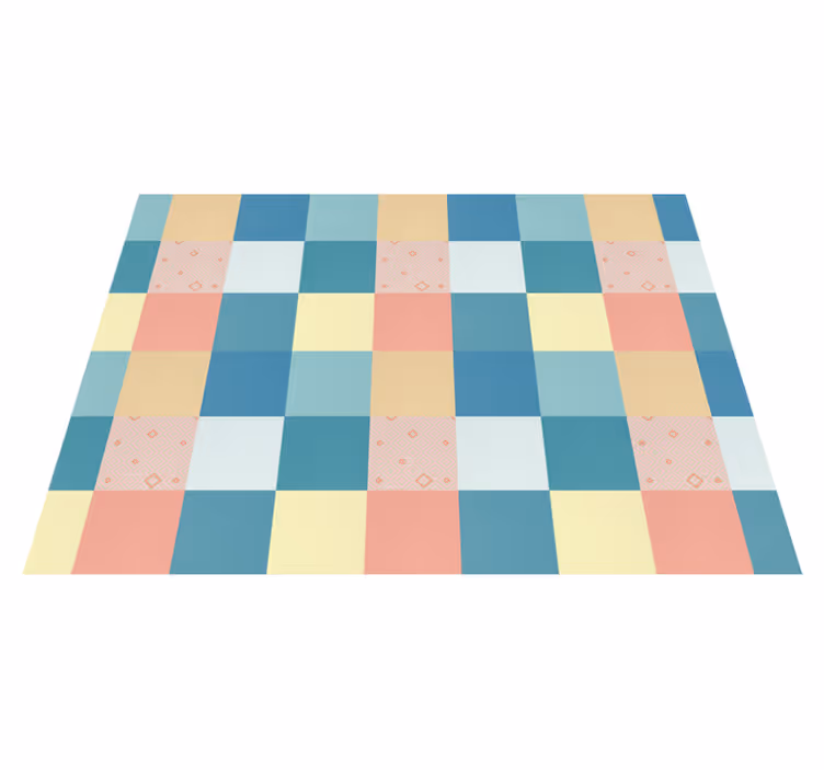 Geometrik pvc halı pastel kare desen - TenStickers