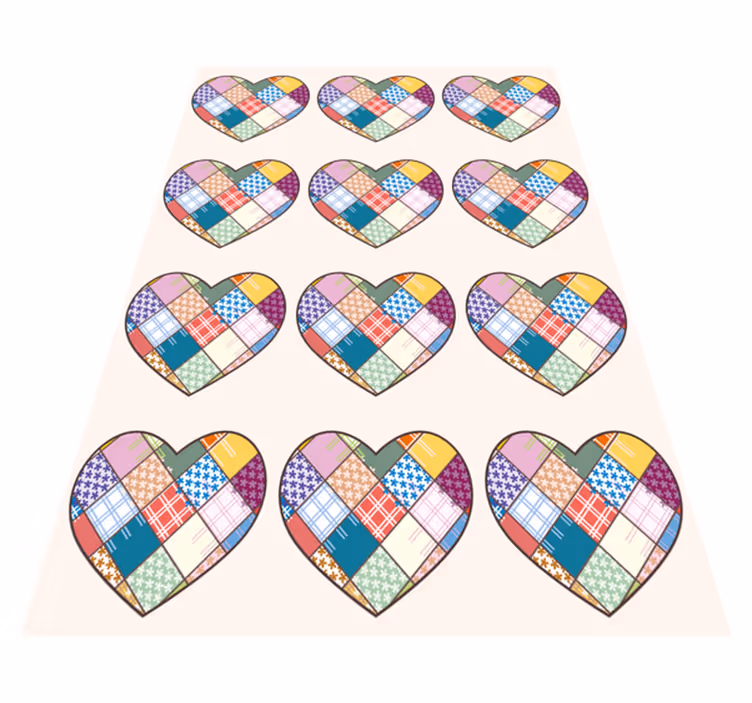 Patchwork renkli kalp desen bağbozumu halı - TenStickers
