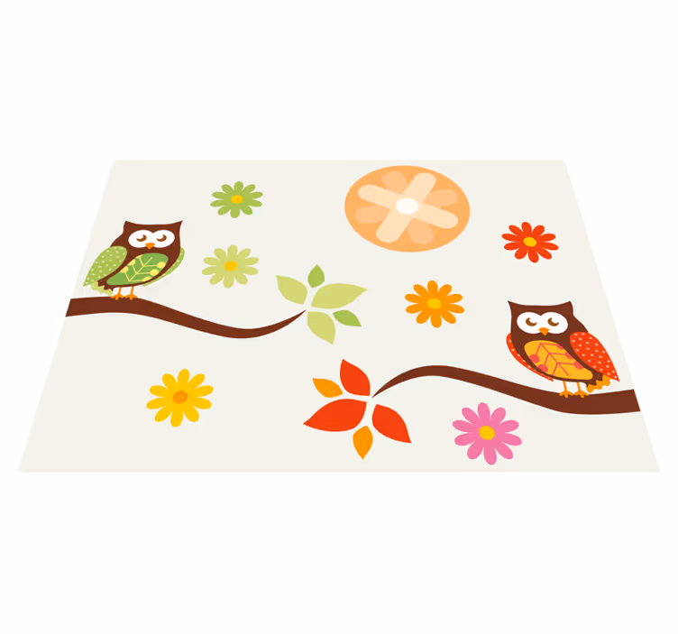 Renkli kreş baykuşları pvc halı - TenStickers