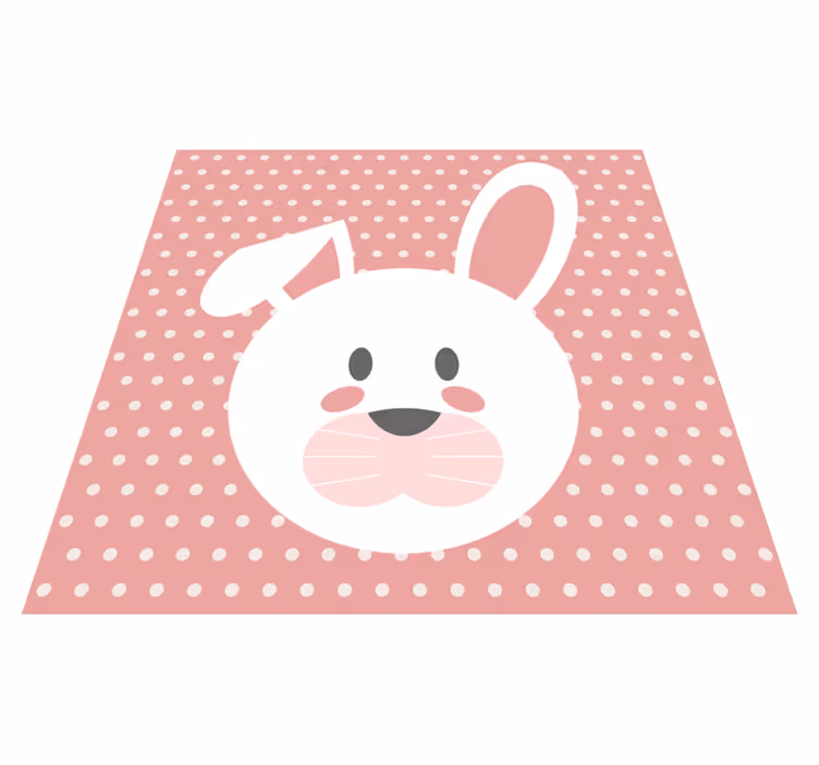 Beyaz tavşan pembe bir arka plan bebek oyun matı - TenStickers