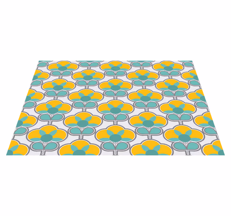 Geometrik çiçek desenli geometrik pvc halı - TenStickers