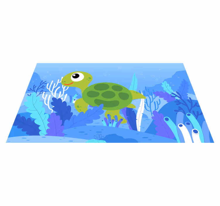 Sevimli bebek yeşil kaplumbağa hayvan halısı - TenStickers