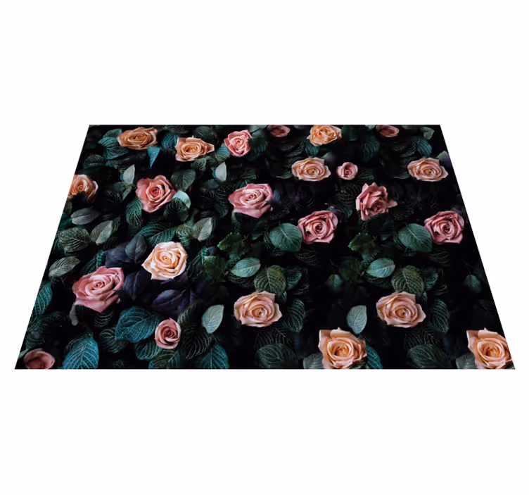 Kırmızı gül çiçek çiçekli kilim - TenStickers